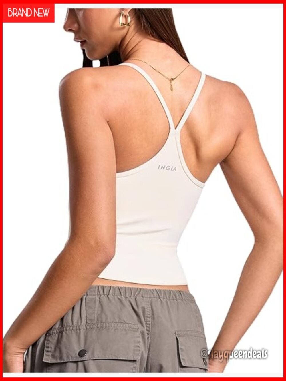 Built-in Bra Racerback Tank Top Fitted Crop Activewear Yoga Pilates